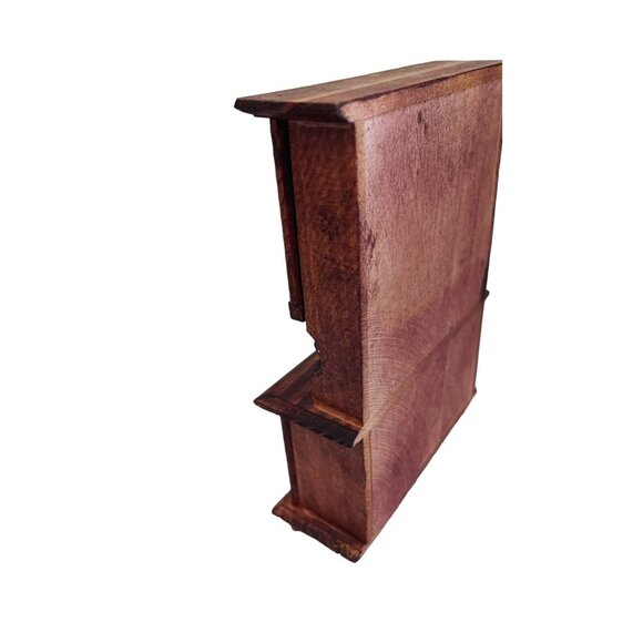 Vintage Handmade Miniature Kitchen Cabinet Chest Primitive Doll House 4"x 5.5" - Picture 9 of 16